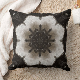 Cojín Decorativo Mandalá texturizado marrón y crema arremolinado