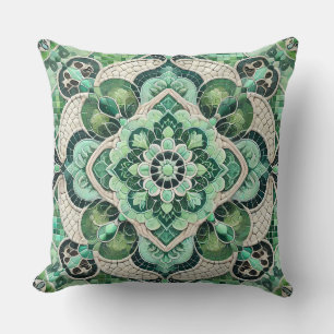 Cojín Decorativo Mandala verde: Armonía de la naturaleza