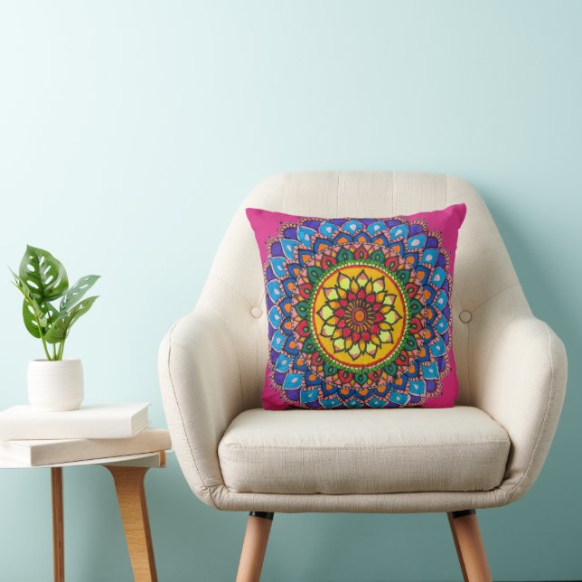 Cojín Decorativo Mandalá Vibrante (Silla)