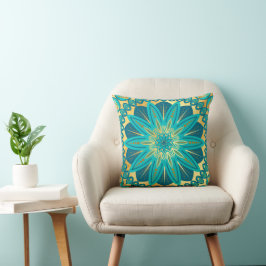 Cojín Decorativo Mandalala Flor de Oro Azul