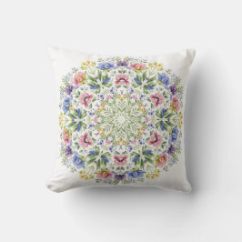 Cojín Decorativo Mandalas Botánicos Caprichosos Florales Acuarela