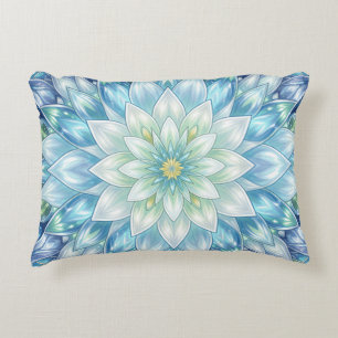 Cojín Decorativo Mandalas de Nenúfar de Agua Blanca Hielo