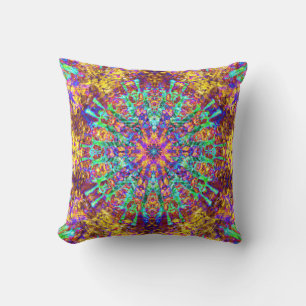 Cojín Decorativo Mandalas Psicodélicos Trippy Hippie Explosión de C
