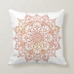 Cojín Decorativo Mandalas Rosa y Naranja sobre Glamour de Belleza B