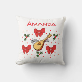 Cojín Decorativo Mandolin Red Bows Holly deja Personalizar del patr