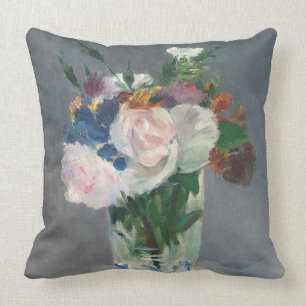 Cojín Decorativo Manet el florece en un florero cristalino,