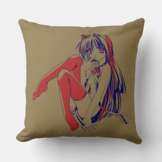 Cojín Decorativo Manga Americano Neko Gatita Kawaii Anime