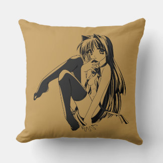 Cojín Decorativo Manga, Neko Catgirl Furry Anime Loli Slave Throw P