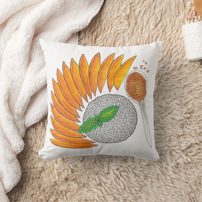 Cojín Decorativo Mango Sticky Rice Dessert Cocina tailandesa (Manta)