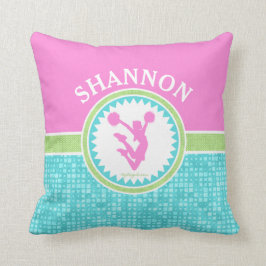 Cojín Decorativo Manillar Tri-Pastel En Color Con Azulejos Aqua