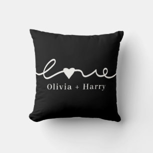 Cojín Decorativo Mano de amor dibujada en blanco negro Minimalista