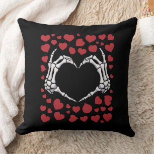 Cojín Decorativo Mano de esqueleto corazón huesos divertidos día de