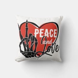 Cojín Decorativo Mano de esqueleto moderna Paz y Amor