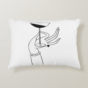 Cojín Decorativo Mano de mujer Art Deco sosteniendo copa de champán