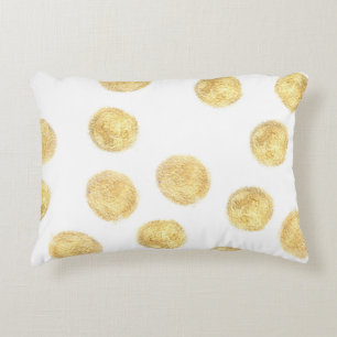 Cojín Decorativo Mano de puntos de Polka dorada dibujada