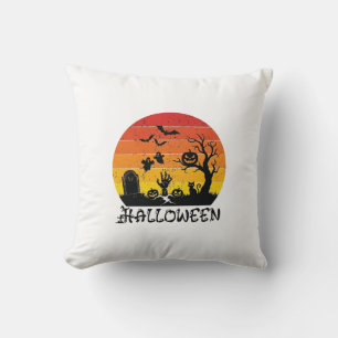 Cojín Decorativo Mano de Zombie de Halloween Lápida Árbol Gato Negr
