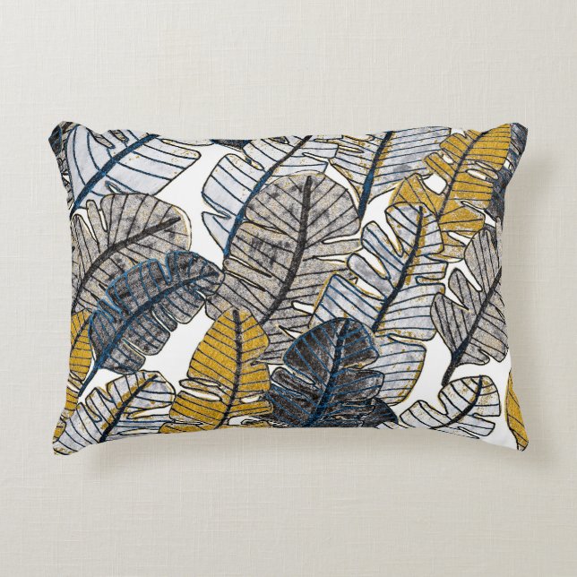 Cojín Decorativo Mano dibujada: hojas tropicales (Anverso)