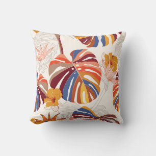 Cojín Decorativo Mano floral tropical brillante dibujada
