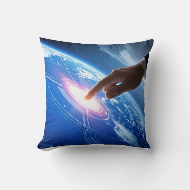 Cojín Decorativo Mano tocando la tierra (Anverso)