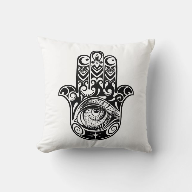 Cojín Decorativo Mano Zendoodle de Hamsa (Anverso)