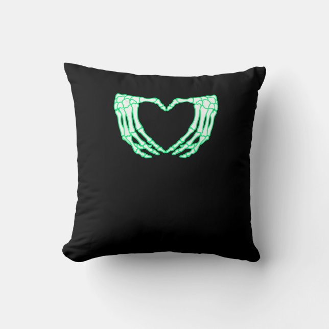 Cojín Decorativo Manos de esqueleto, corazón, disfraz de Halloween  (Anverso)