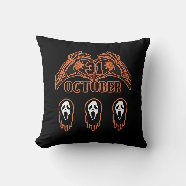 Cojín Decorativo Manos De Esqueleto Para Halloween Clásico (Anverso)