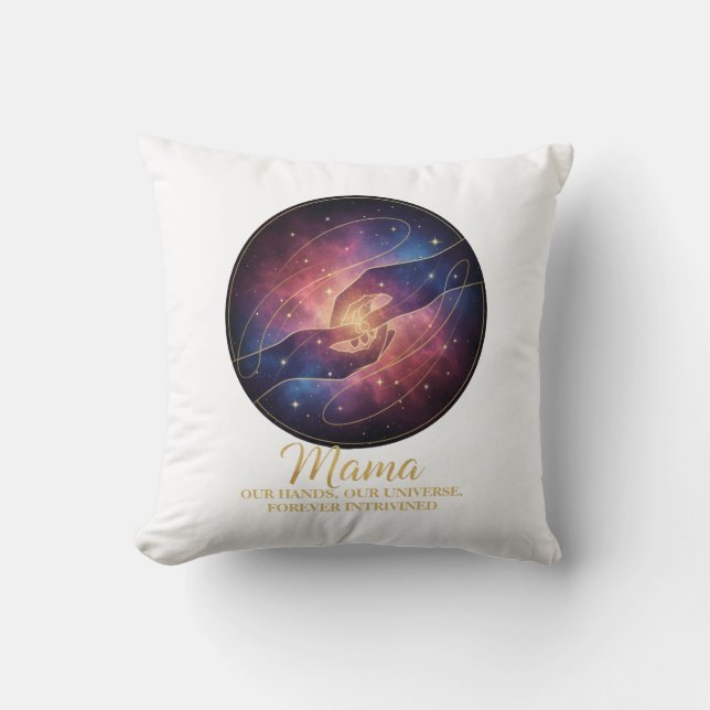 Cojín Decorativo Manos de Mamá Celestial Universo Galaxia (Anverso)