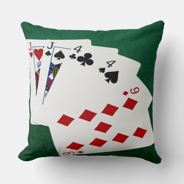 Cojín Decorativo Manos de Póquer - Dos Par - Jack, Cuatro (Anverso)