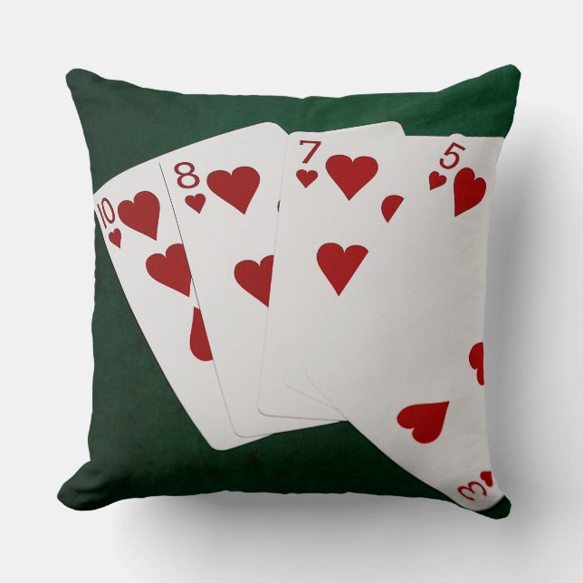 Cojín Decorativo Manos de Póquer - Flush - Corazón (Front)