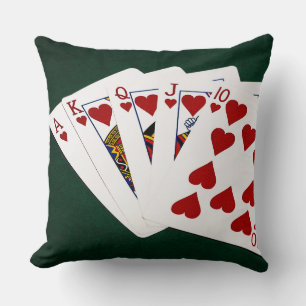 Cojín Decorativo Manos de Póquer - Flush Real - Corazón