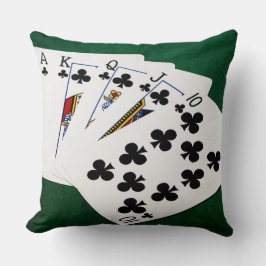 Cojín Decorativo Manos de Póquer - Flush Real - Juego de Clubs