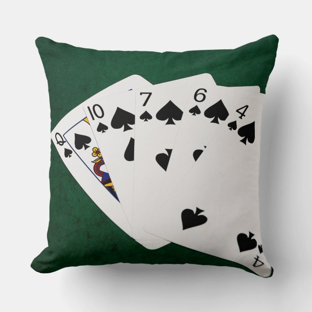Cojín Decorativo Manos de Póquer - Flush - Spades Suite (Anverso)