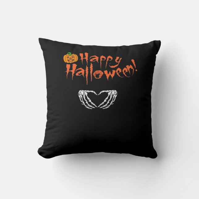 Cojín Decorativo Manos Skeleton espumosas. Feliz Halloween. (Anverso)