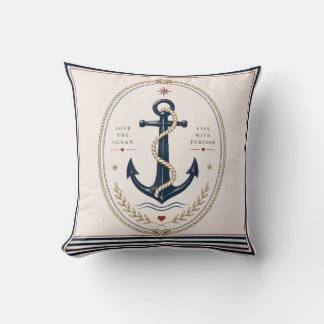Cojín Decorativo Manta clásica de marinero con temática náutica