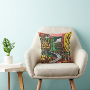 Cojín Decorativo Manta de arte popular con paisaje otoñal caprichos