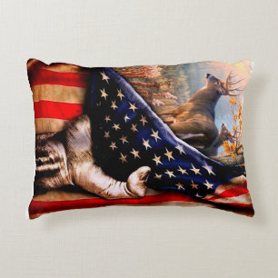 Cojín Decorativo Manta de bandera americana de ciervo,