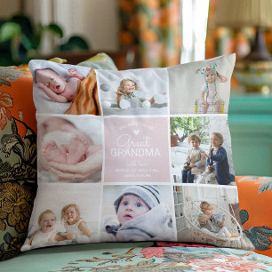 Cojín Decorativo Manta de collage de fotos de la BISABUELA 'la más