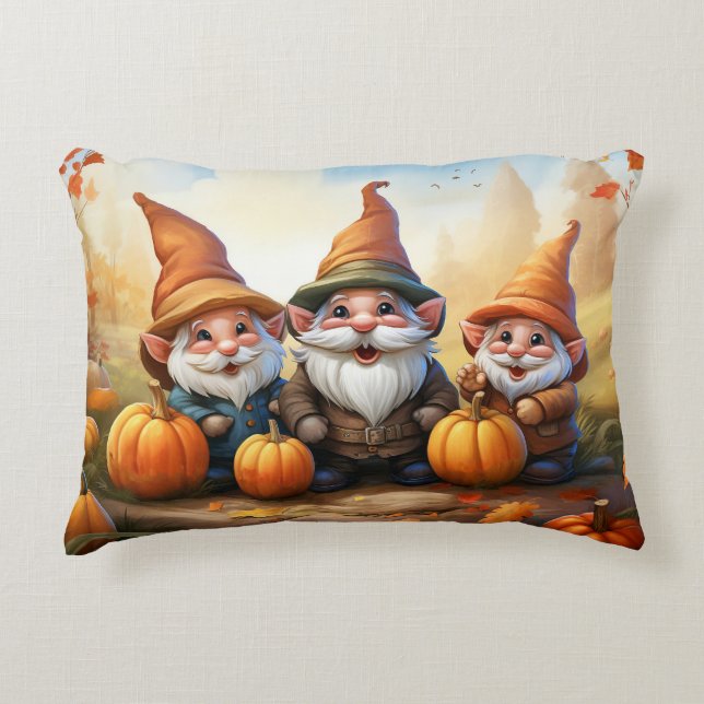 Cojín Decorativo Manta de Gnome de Otoño (Anverso)