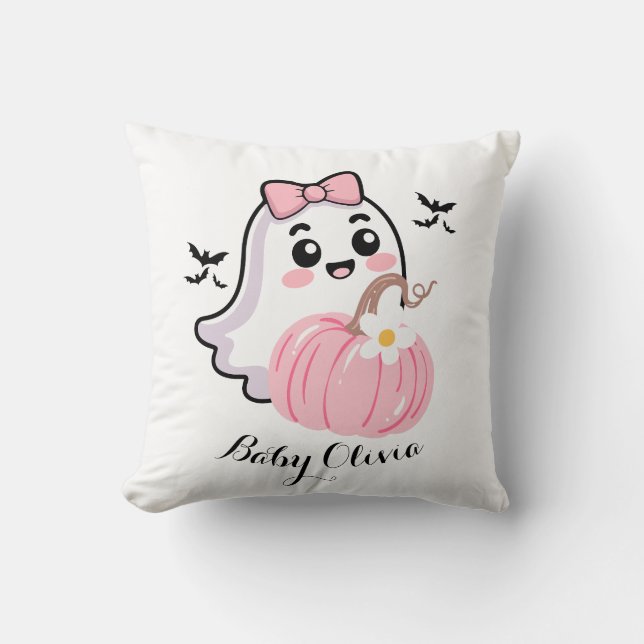 Cojín Decorativo manta de halloween linda, calabaza de arco rosa fa (Anverso)