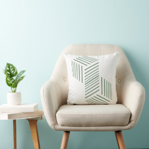 Cojín Decorativo Manta de ilusión óptica isométrica en verde salvia