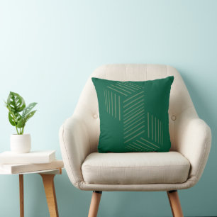 Cojín Decorativo Manta de ilusión óptica isométrica en verde salvia