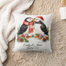Manta de Navidad de frailecillos adorables en acua