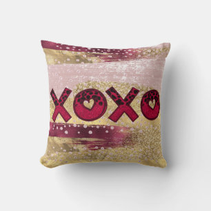 Cojín Decorativo Manta de San Valentín Glam Glitter Gold Red Luxe X