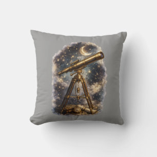 Cojín Decorativo Manta de telescopio vintage cielo estrellado noche