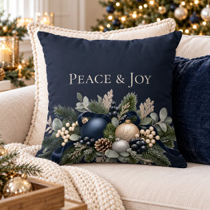 Cojín Decorativo Manta elegante de Navidad Peace & Joy Midnight Nav