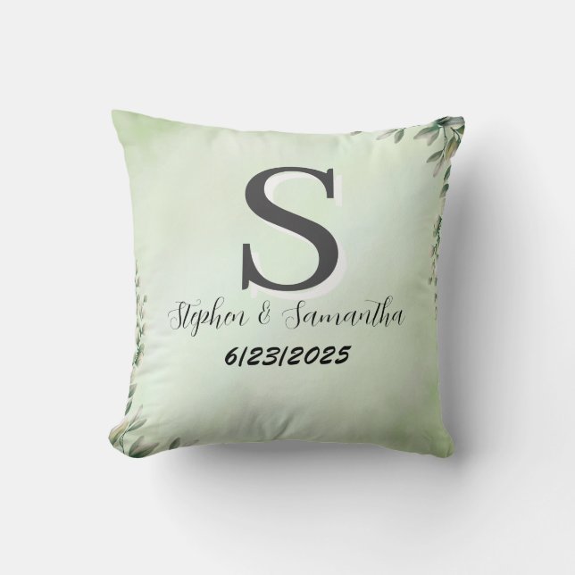 Cojín Decorativo Manta personalizada con monograma para recuerdo de (Anverso)