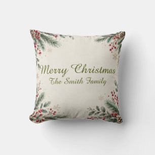 Cojín Decorativo Manta Personalizada Feliz Navidad Nombre de la Fam