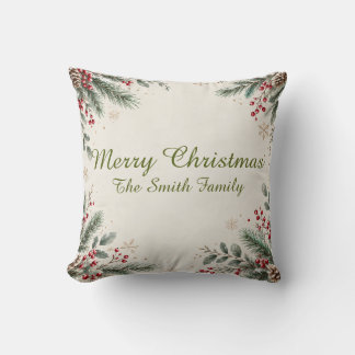 Cojín Decorativo Manta Personalizada Feliz Navidad Nombre de la Fam