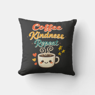 Cojín Decorativo Manta Retro de Café Amabilidad Repite Cute
