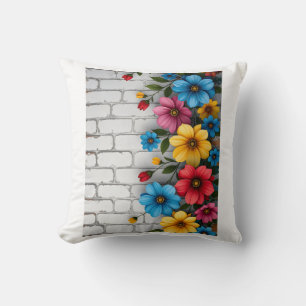 Cojín Decorativo Manta Sherpa de pared de ladrillo floral